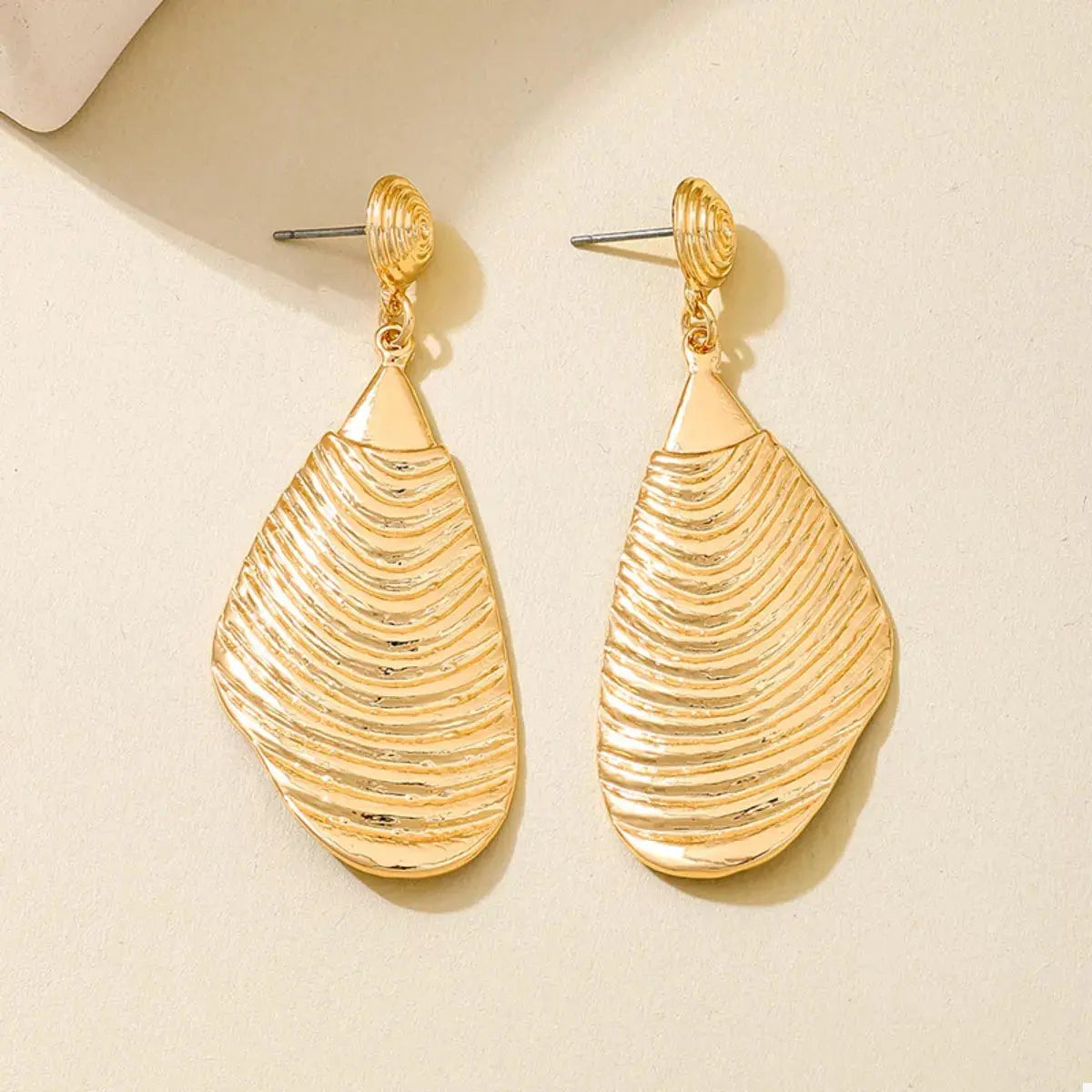 18K Gold-Plated Textured Dangle Earrings - SmileBen