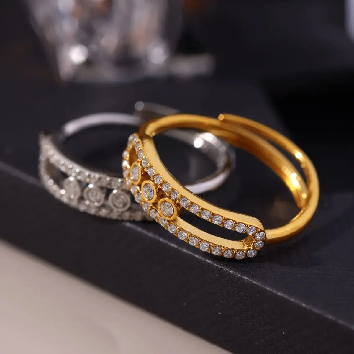 Moving Crystal Bar Necklace and Ring Jewelry Set - SmileBen