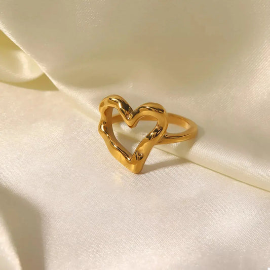18K Gold-Plated Heart Ring - SmileBen