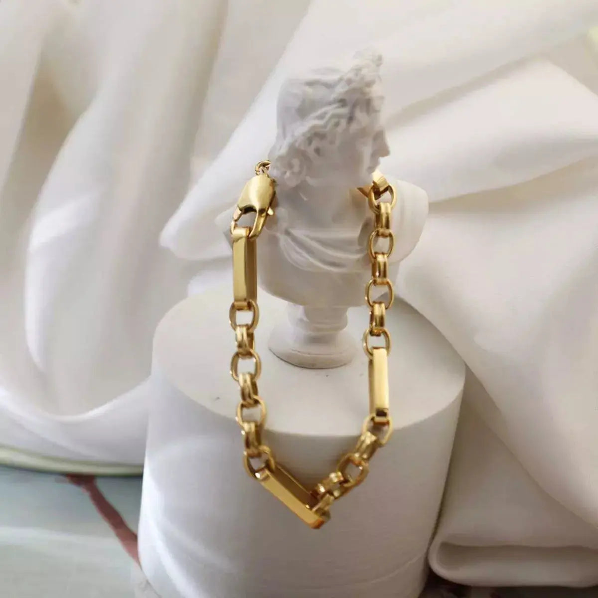 18K Gold-Plated Chunky Gold Chain Link Bracelet - SmileBen