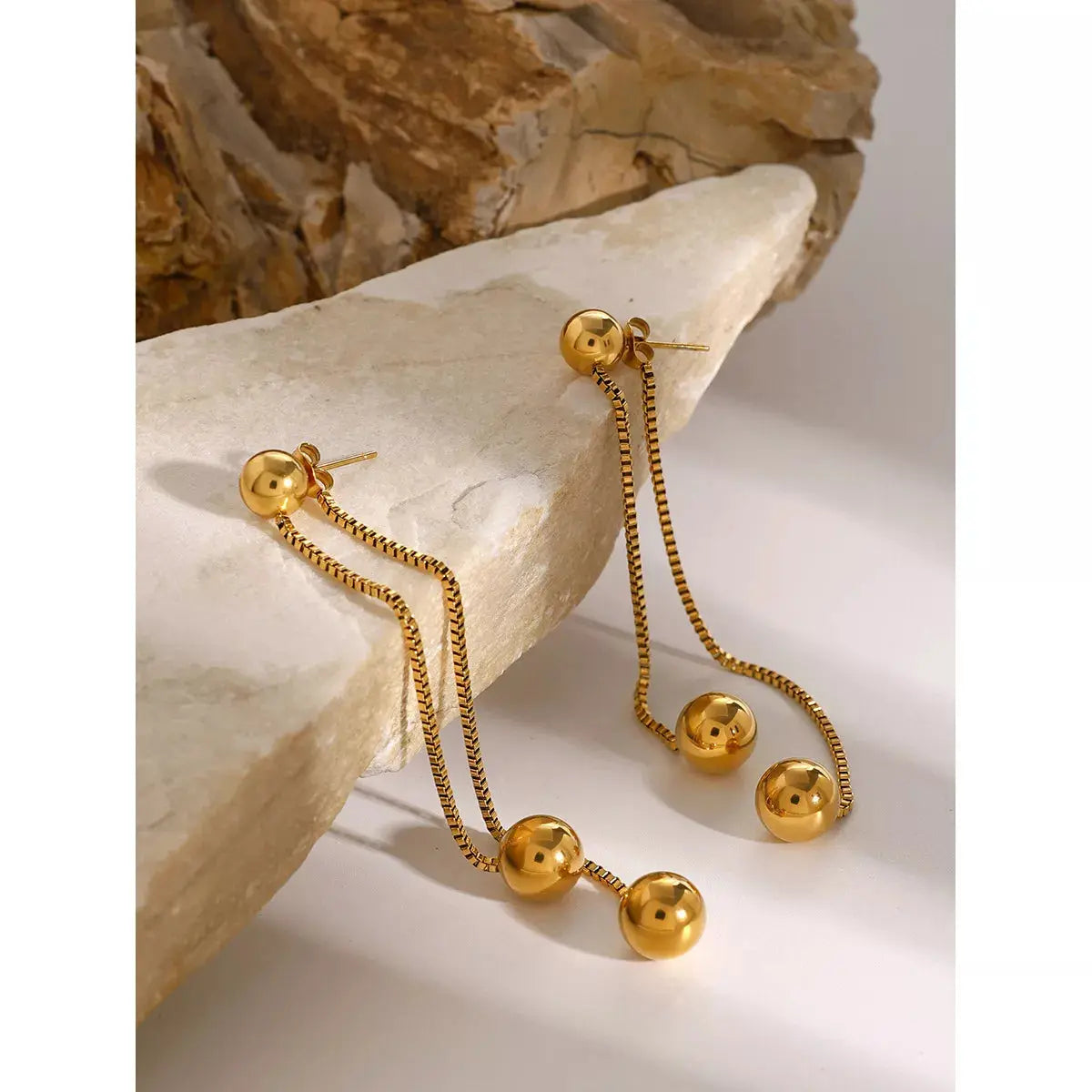 18K Gold-Plated Ball Drop Earrings - SmileBen