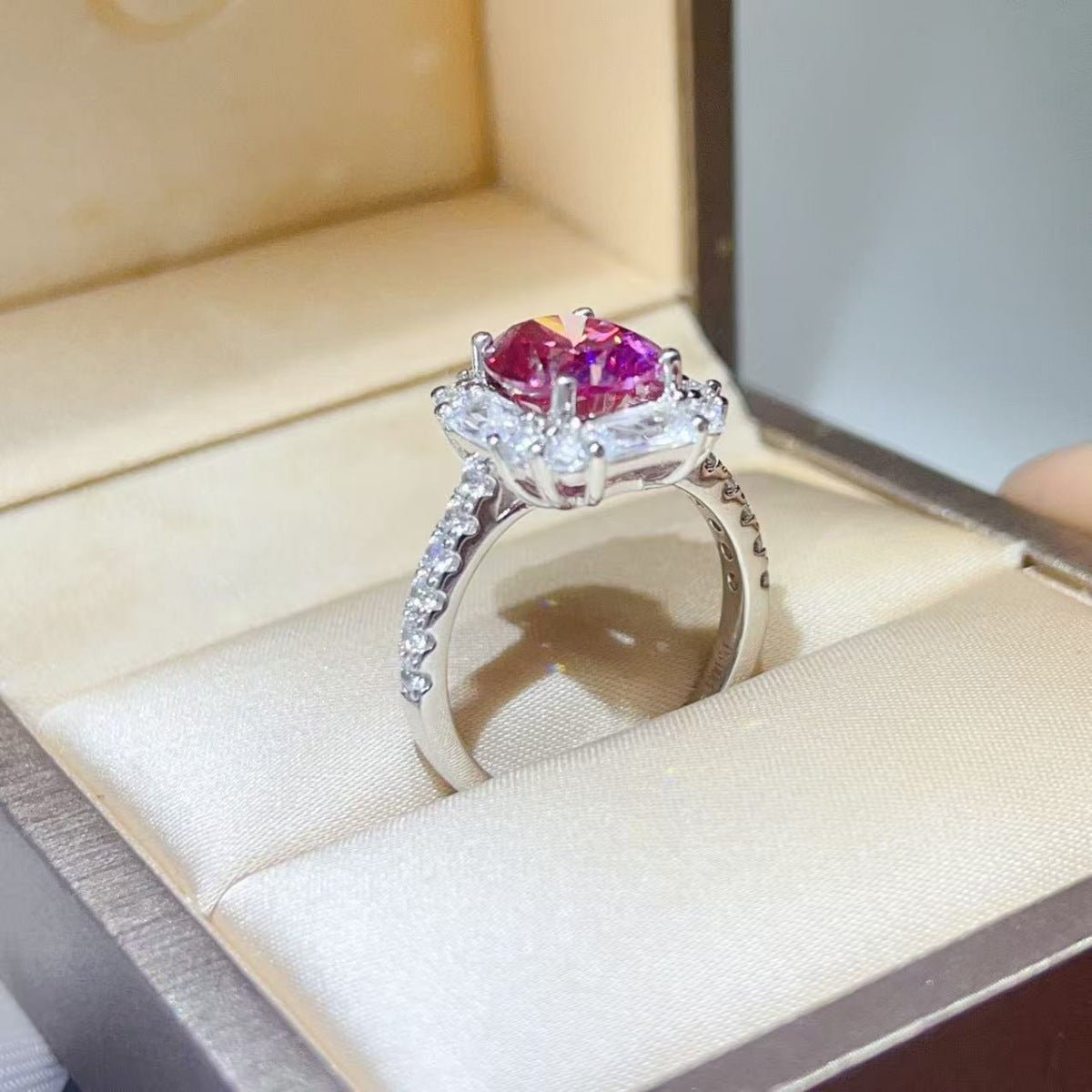 3 Carat Moissanite 925 Sterling Silver Ring Platinum Plated - SmileBen