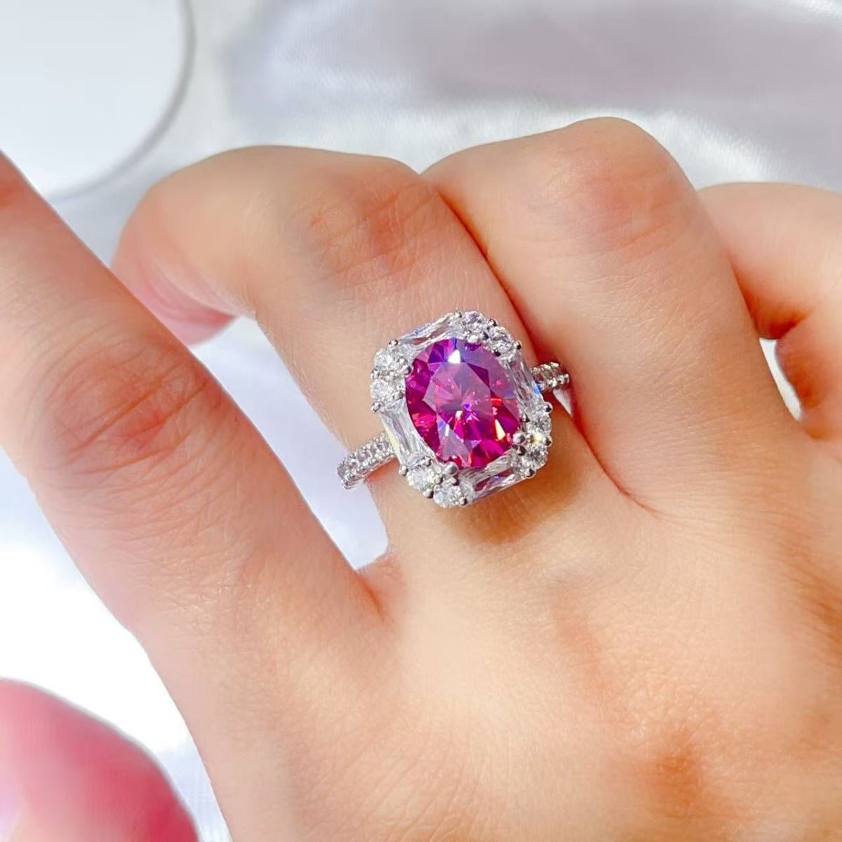 3 Carat Moissanite 925 Sterling Silver Ring Platinum Plated - SmileBen