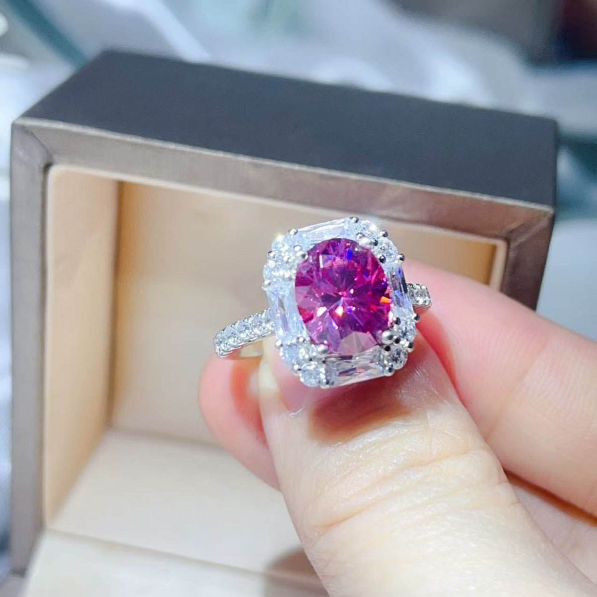 3 Carat Moissanite 925 Sterling Silver Ring Platinum Plated - SmileBen