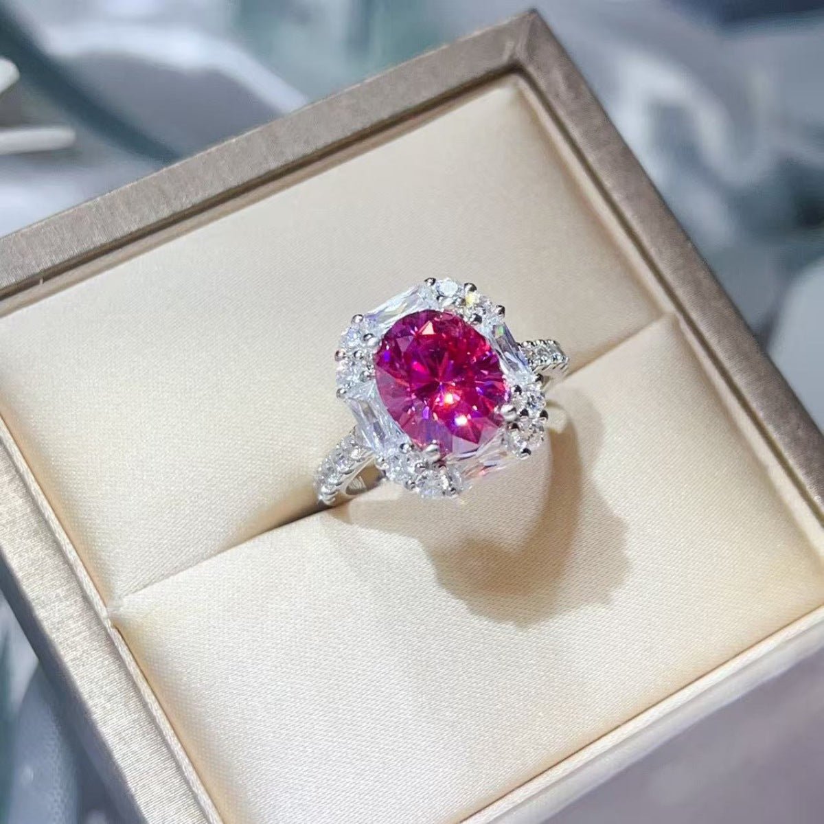 3 Carat Moissanite 925 Sterling Silver Ring Platinum Plated - SmileBen