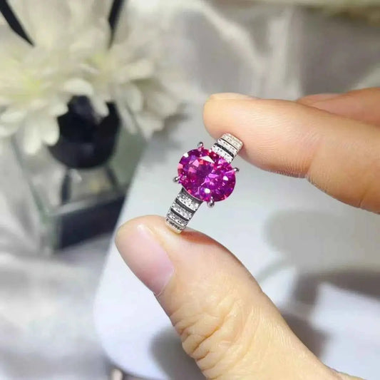 3 Carat Moissanite Oval 925 Sterling Silver Ring - SmileBen