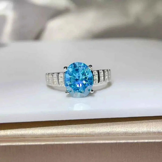 3 Carat Moissanite Oval 925 Sterling Silver Ring - SmileBen