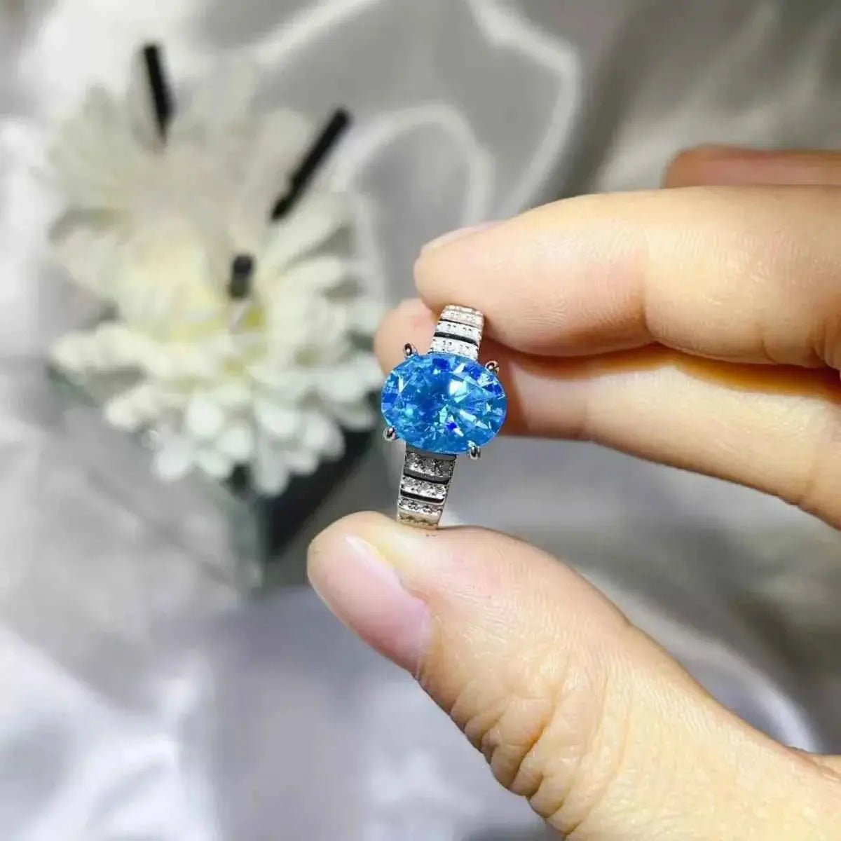 3 Carat Moissanite Oval 925 Sterling Silver Ring - SmileBen