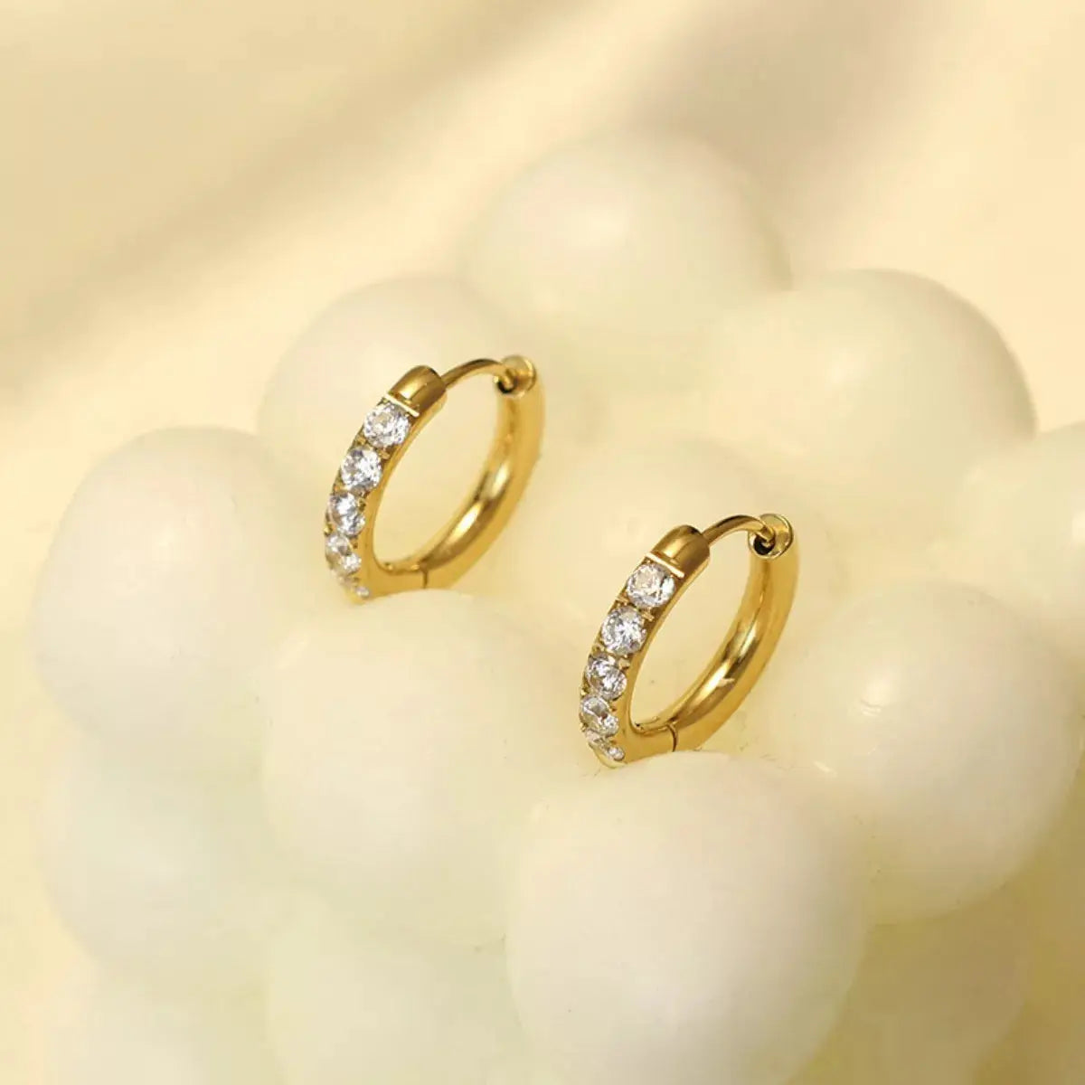 18K Gold-Plated Zircon Hoop Earrings - SmileBen