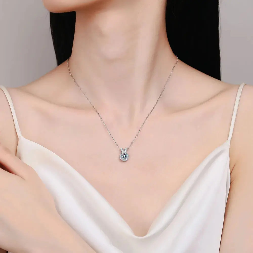 1 Carat Moissanite Rabbit Ears Shape Pendant Necklace - SmileBen