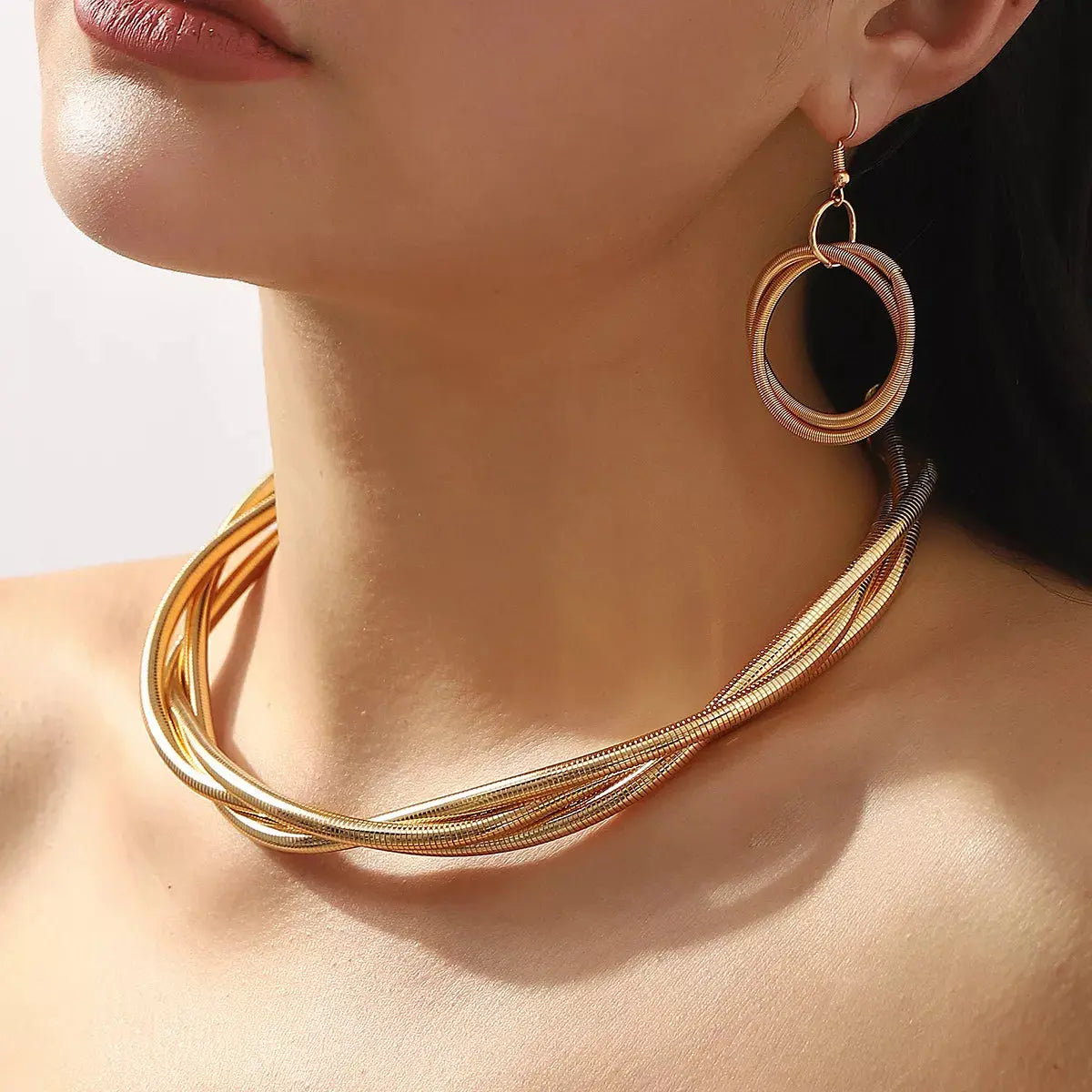 Multi-Layered Earrings and Necklace Jewelry Set - SmileBen