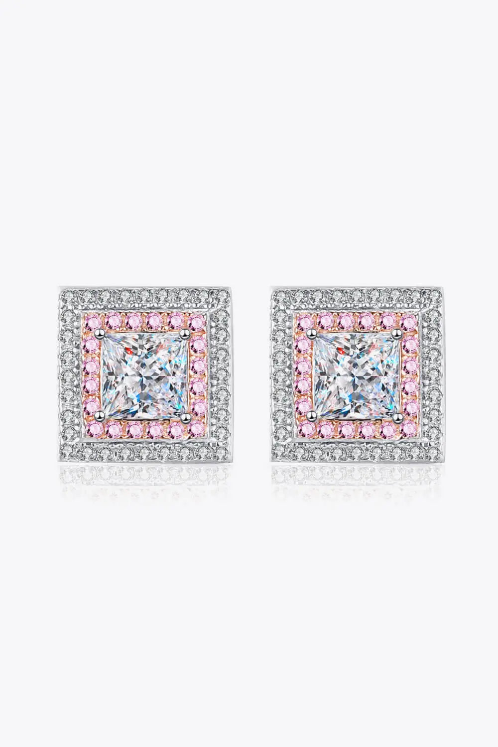 Moissanite Square Stud Earrings - SmileBen