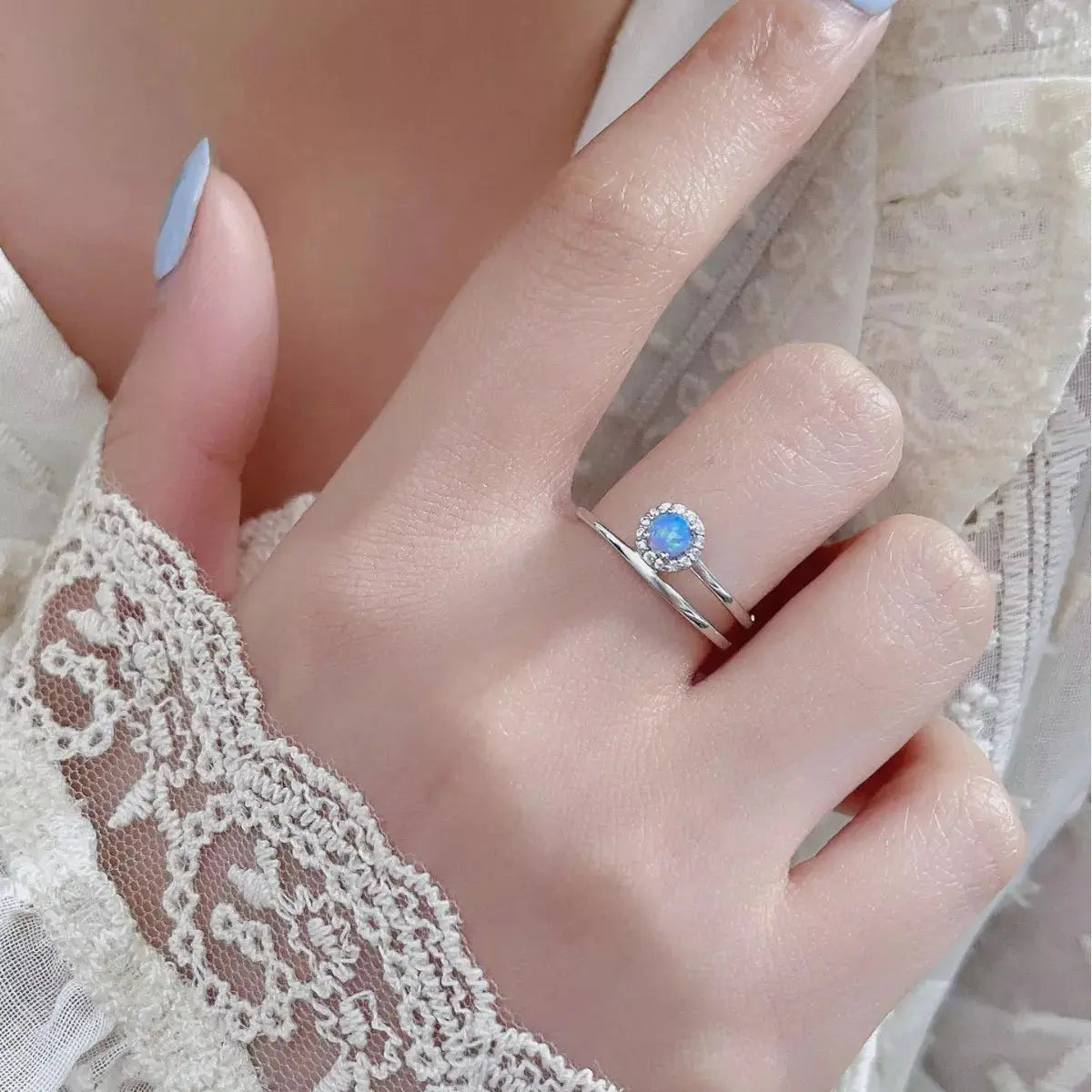 925 Sterling Silver Opal Ring - SmileBen