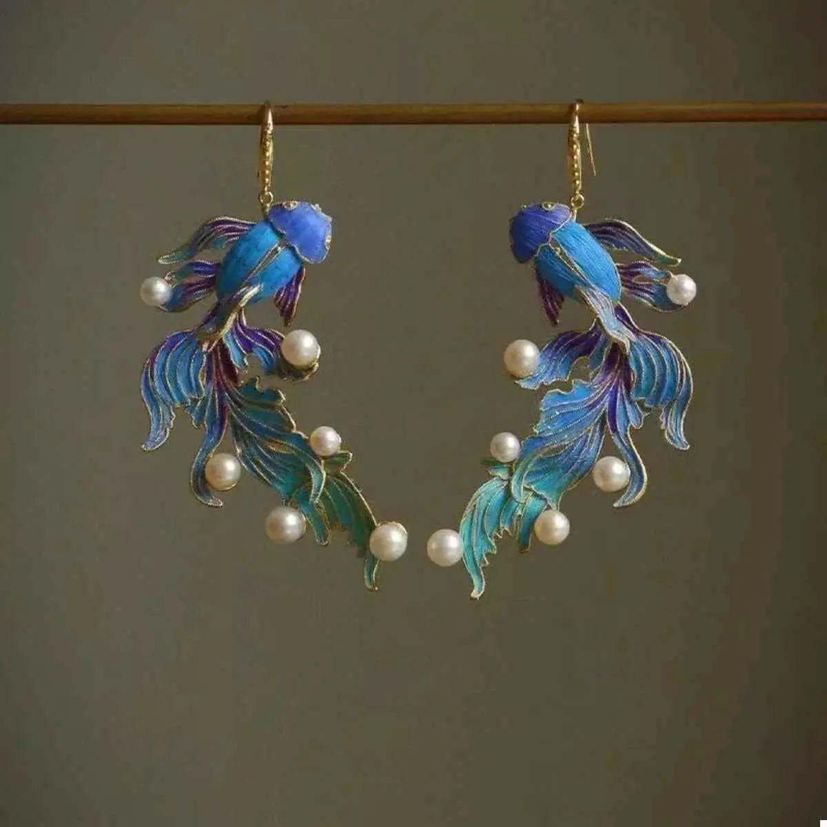 Goldfish Pearl Dangle Earrings