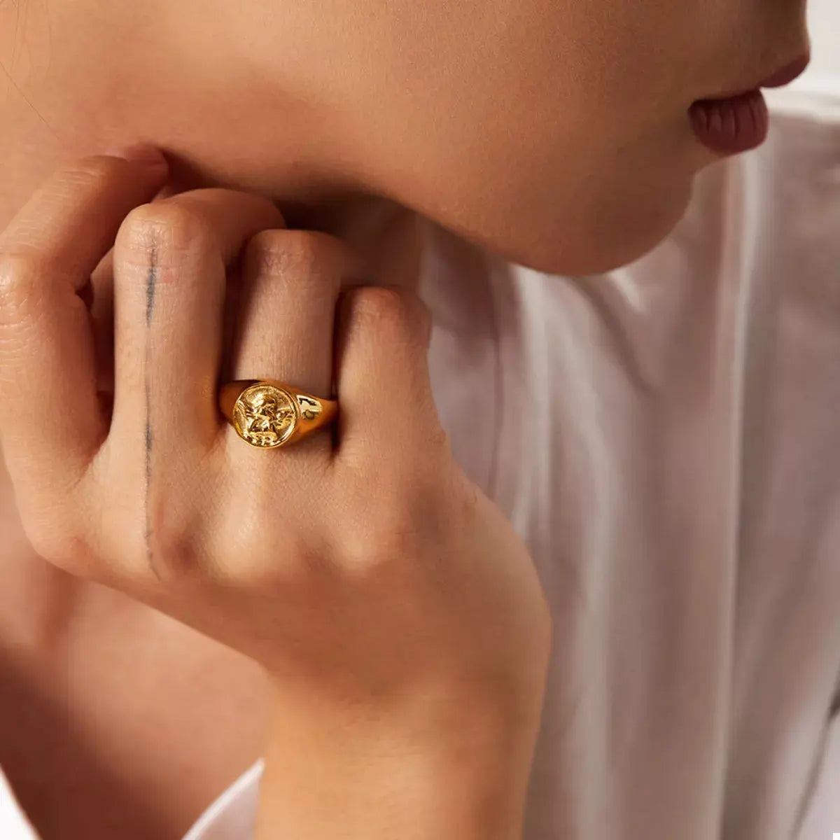 18K Gold-Plated Cupid Ring - SmileBen