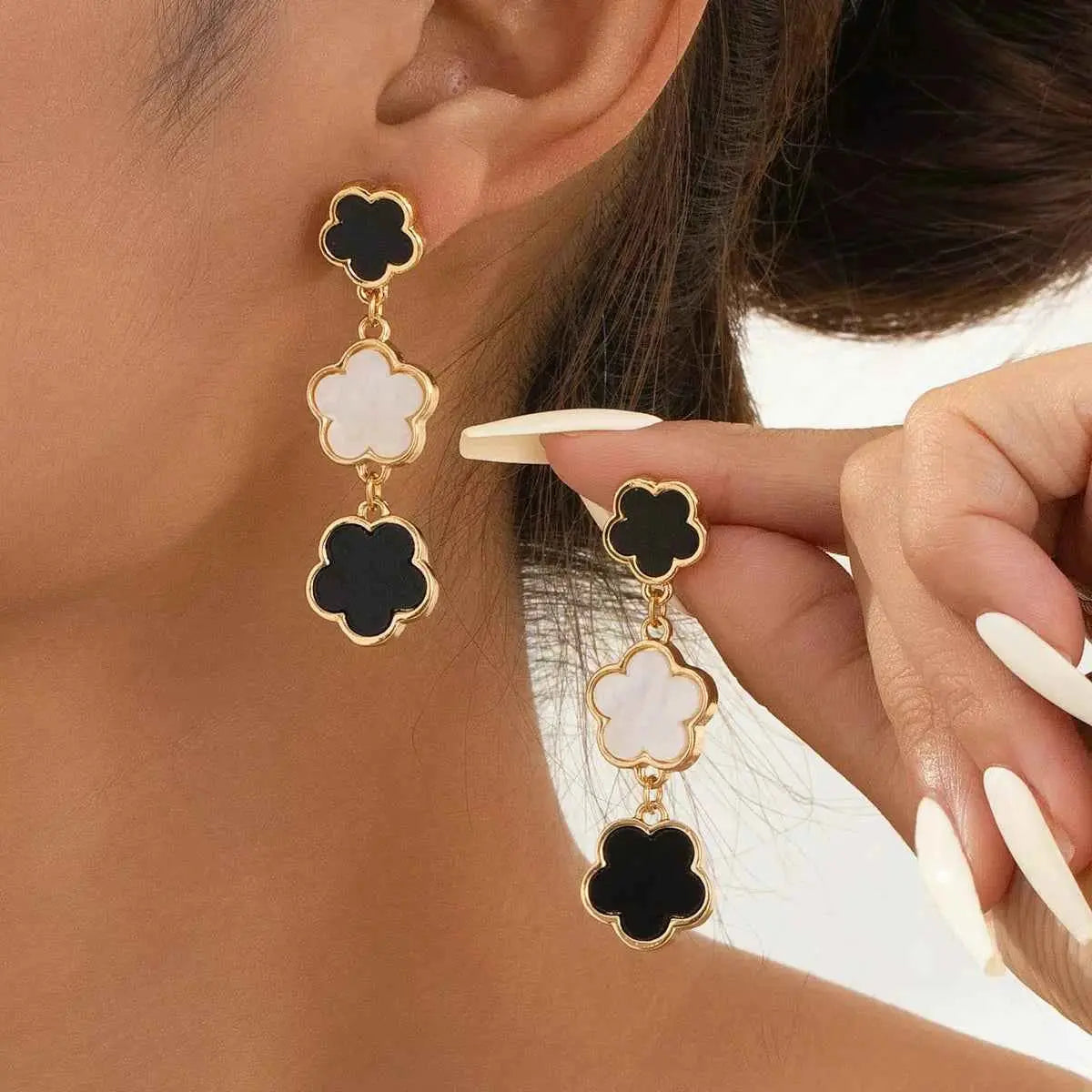 18K Gold-Plated Clover Drop Earrings - SmileBen