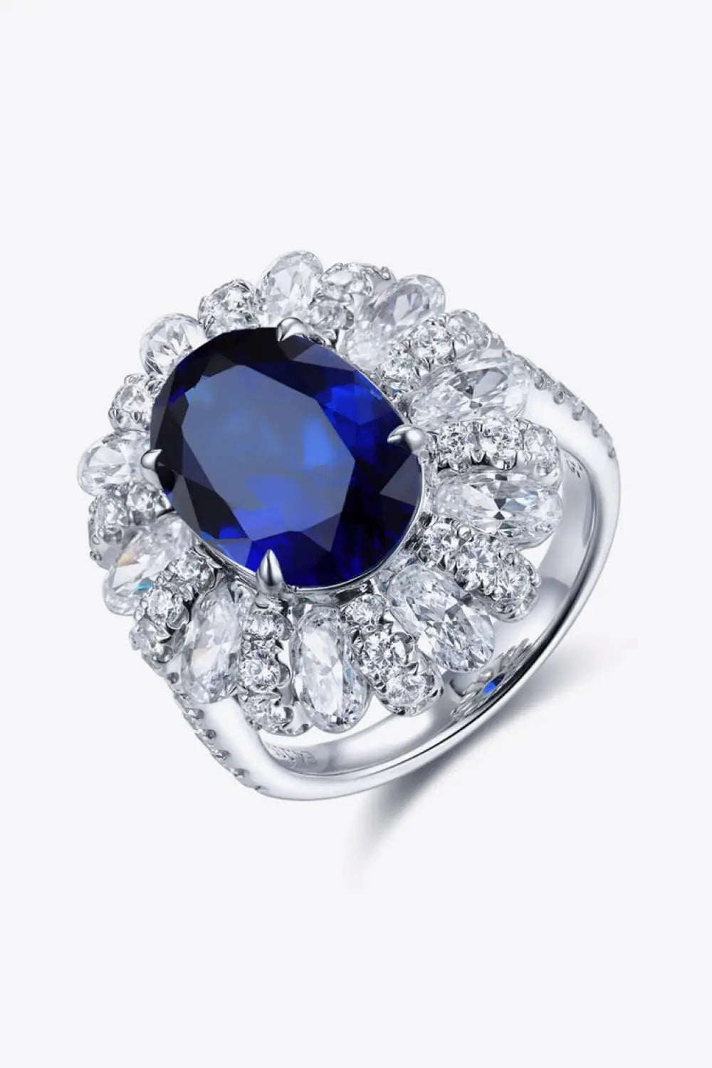 5 Carat Lab-Grown Sapphire Flower Shape Ring - SmileBen