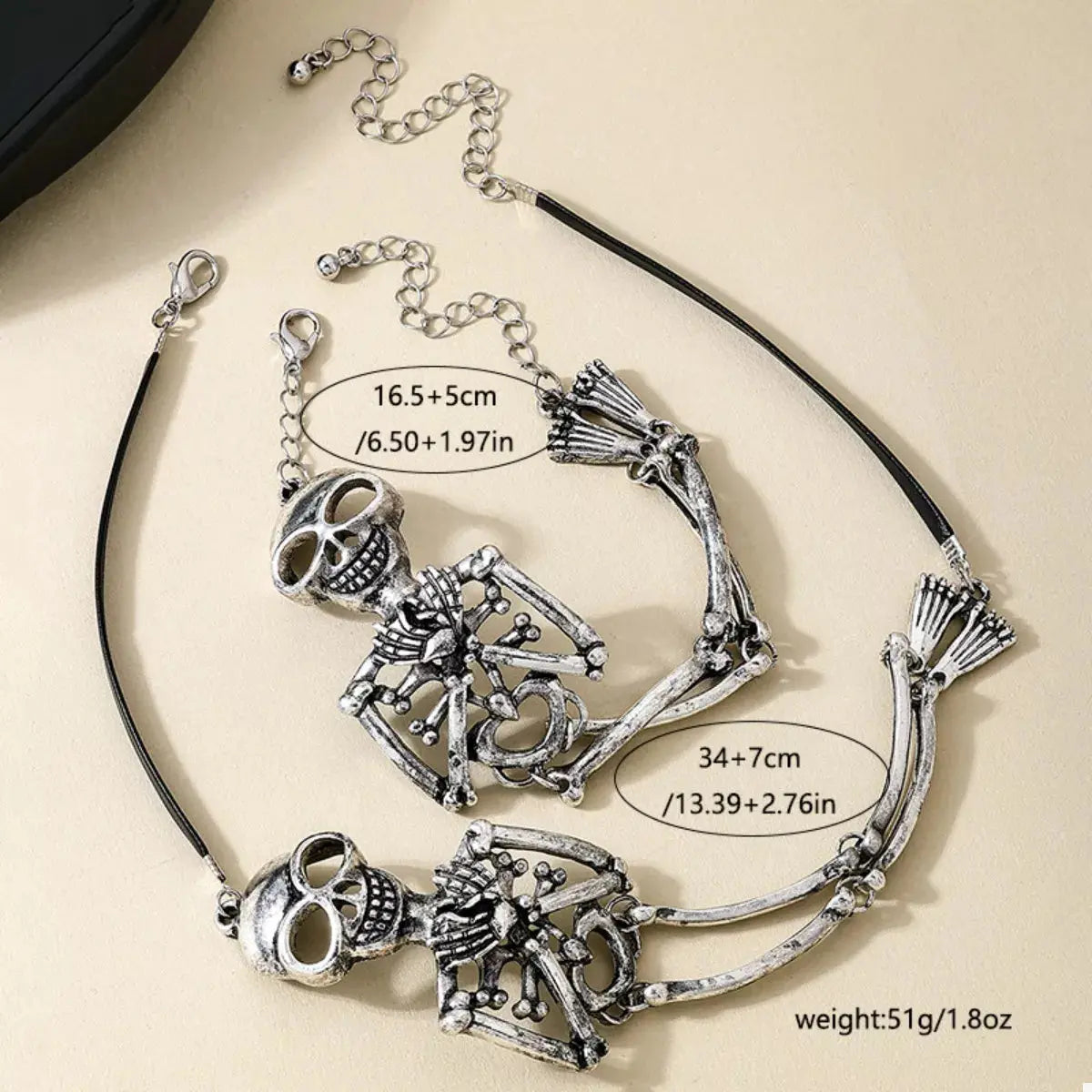 Alloy Skull Necklace and Bracelet Jewelry Set - SmileBen