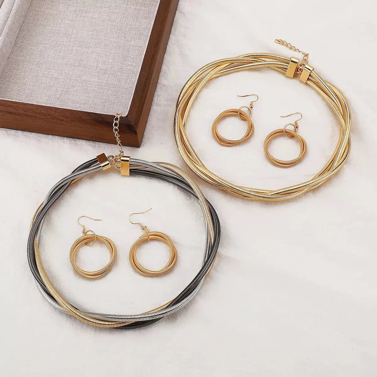 Multi-Layered Earrings and Necklace Jewelry Set - SmileBen