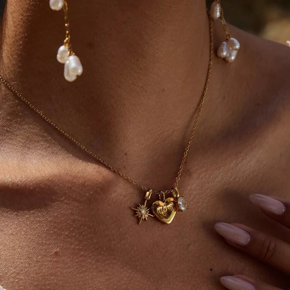 18K Gold-Plated 'Mom' Heart Necklace - SmileBen