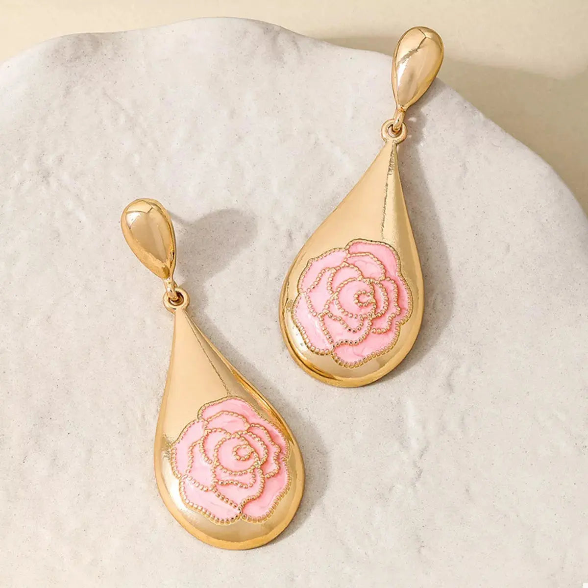 18K Gold-Plated Flower Teardrop Earrings - SmileBen