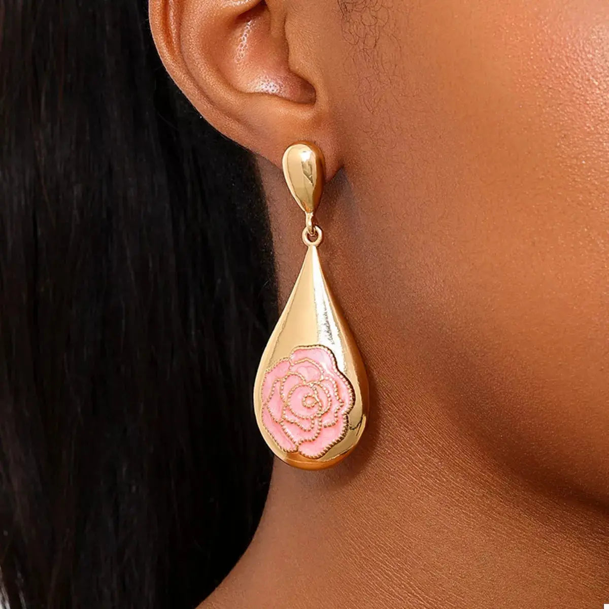 18K Gold-Plated Flower Teardrop Earrings - SmileBen