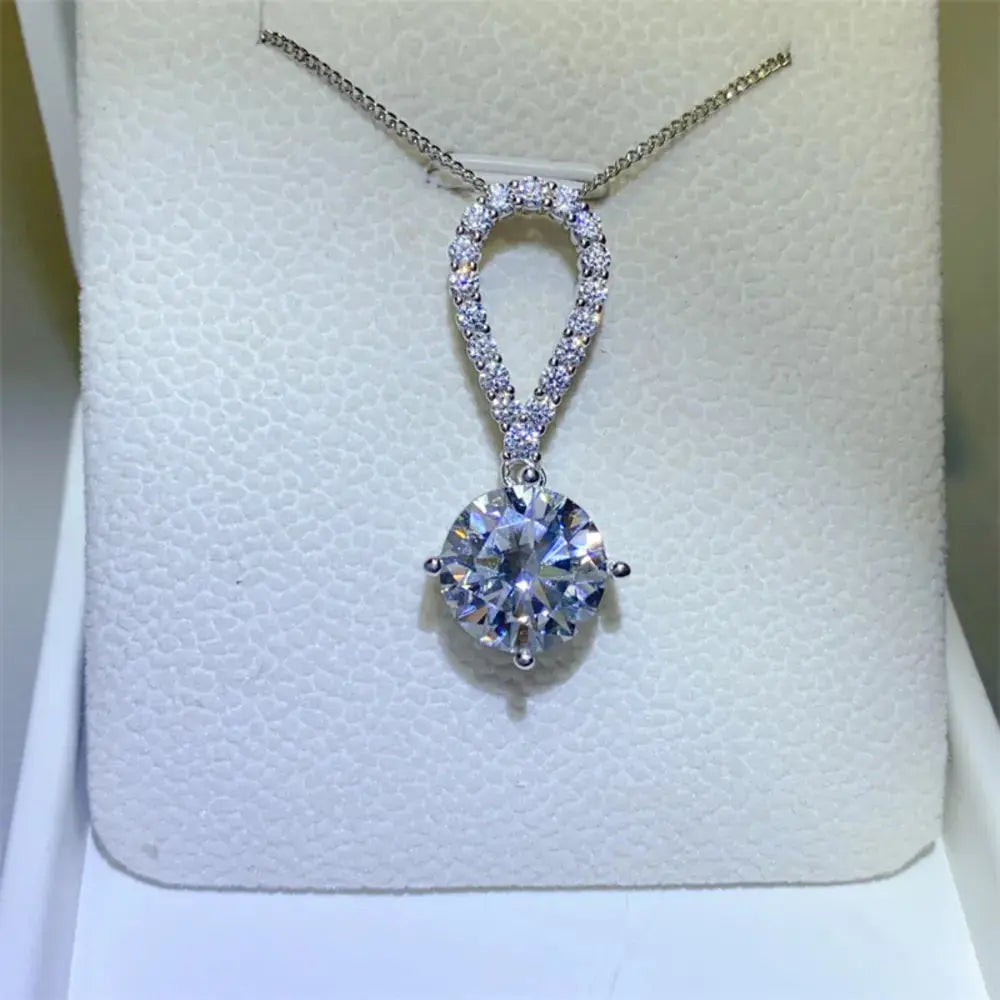 5 Carat Moissanite 925 Sterling Silver Teardrop Necklace - SmileBen