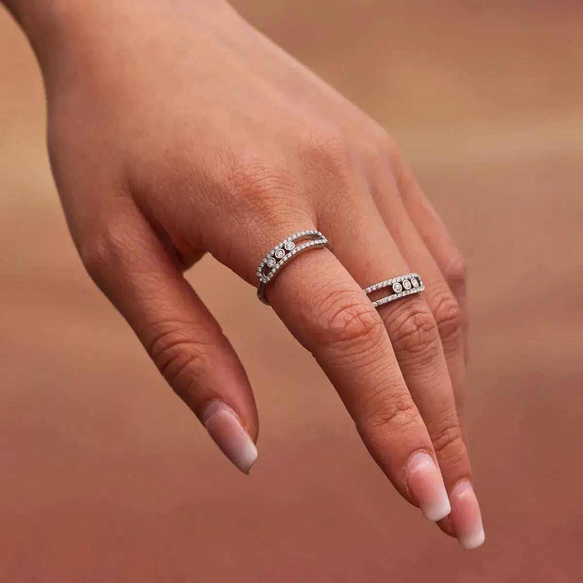 Moving Crystal Bar Necklace and Ring Jewelry Set - SmileBen