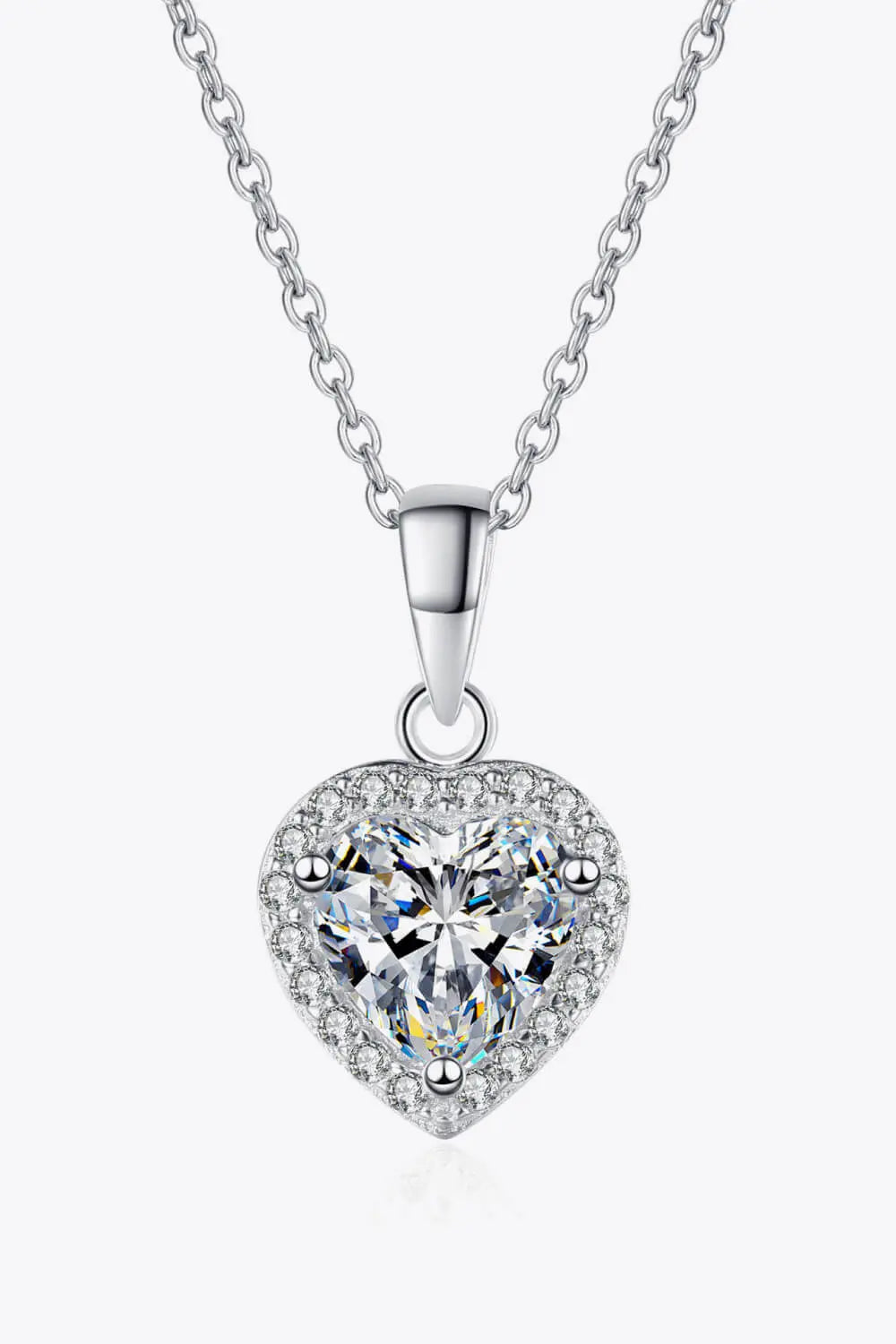 1 Carat Moissanite Heart Pendant Chain Necklace - SmileBen