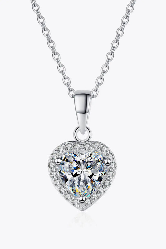 1 Carat Moissanite Heart Pendant Chain Necklace - SmileBen