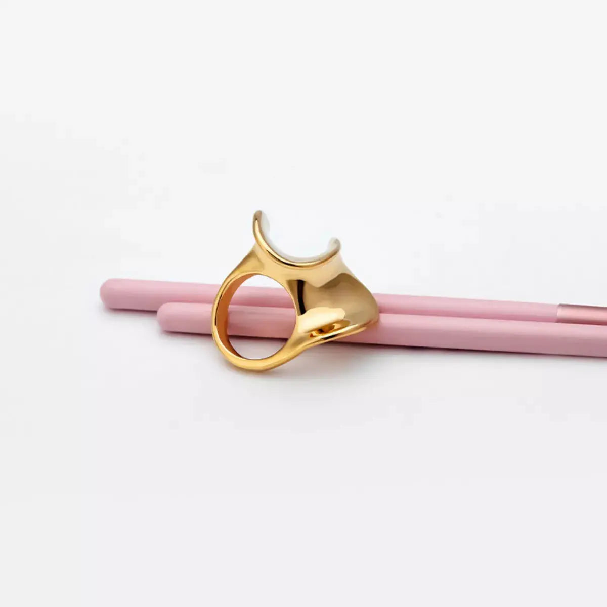 18K Gold-Plated Copper Geometric Sculptural Ring - SmileBen