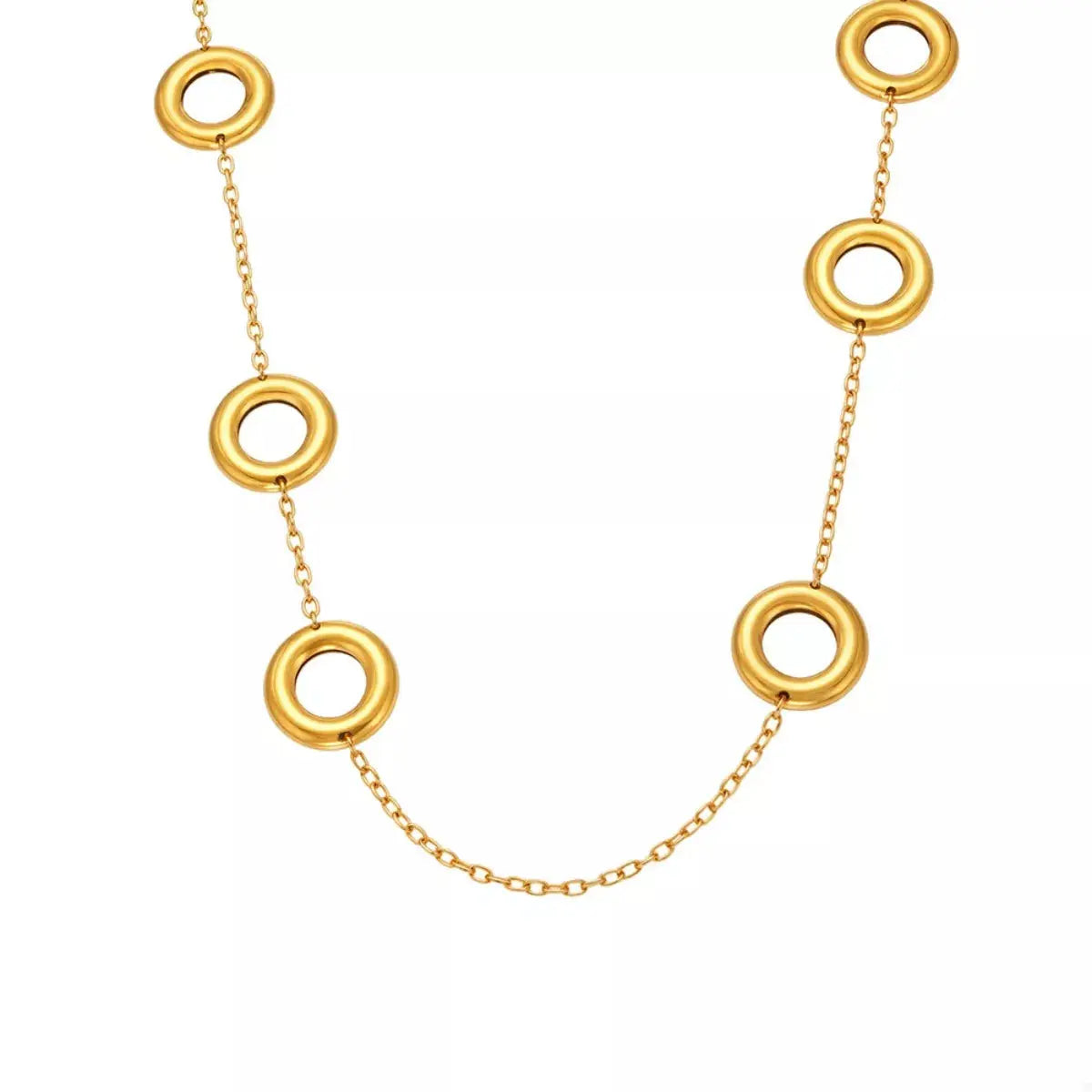 18K Gold-Plated Circle Chain Statement Necklace - SmileBen