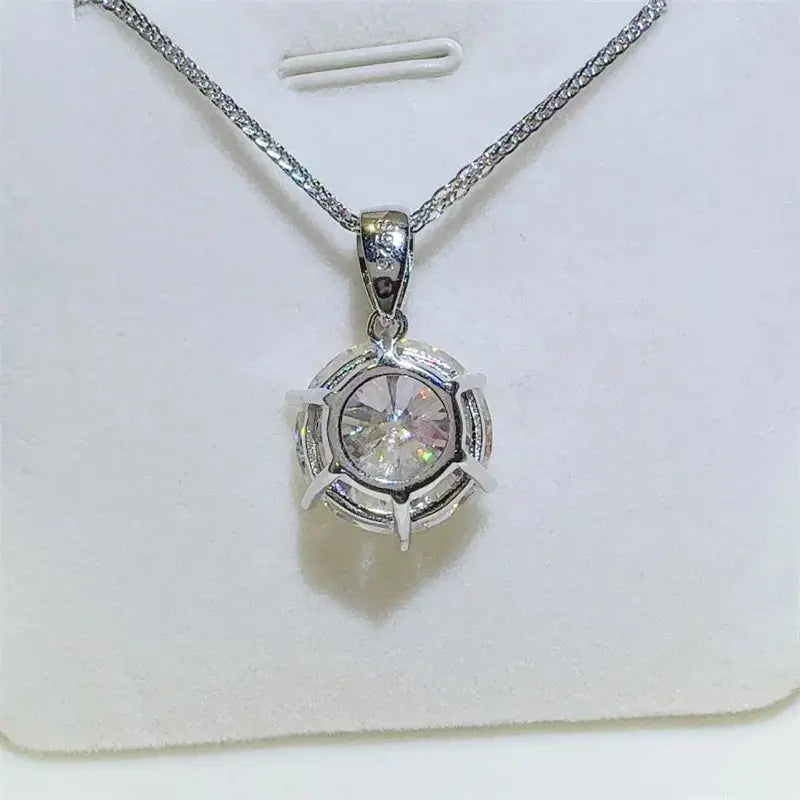 10 Carat Moissanite 925 Sterling Silver Pendant Necklace - SmileBen