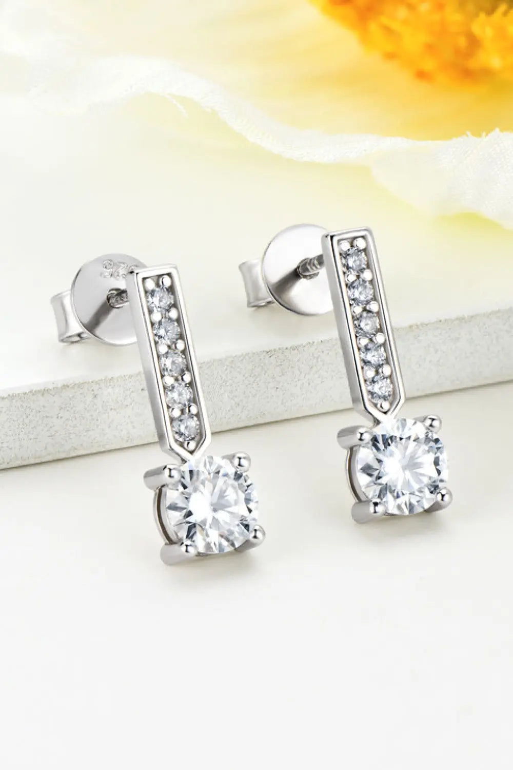 Moissanite and Zircon 925 Sterling Silver Drop Earrings - SmileBen