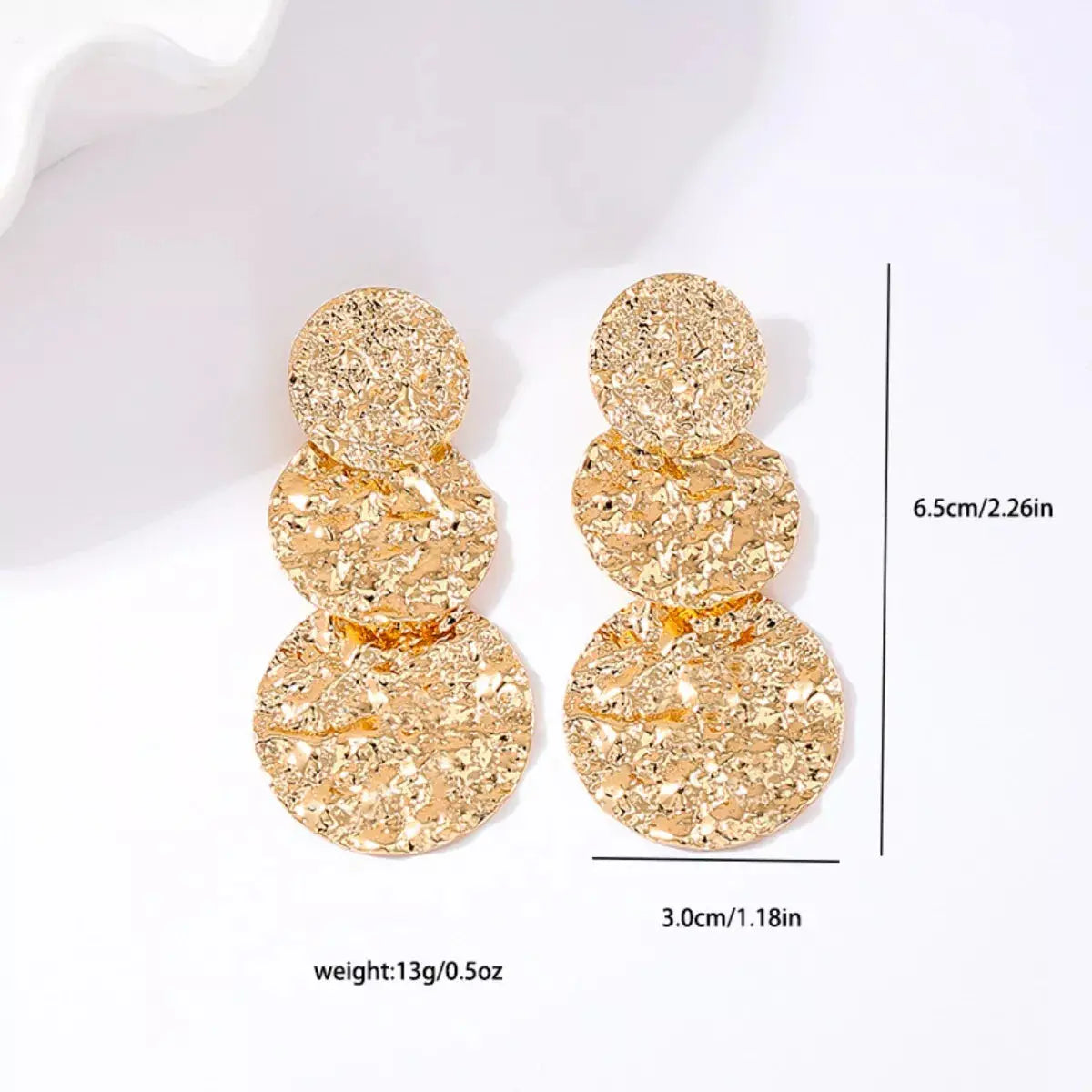 18K Gold-Plated Round Layered Textured Earrings - SmileBen