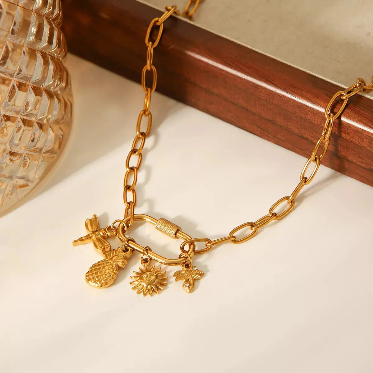 18K Gold-Plated Lock Chain Necklace - SmileBen