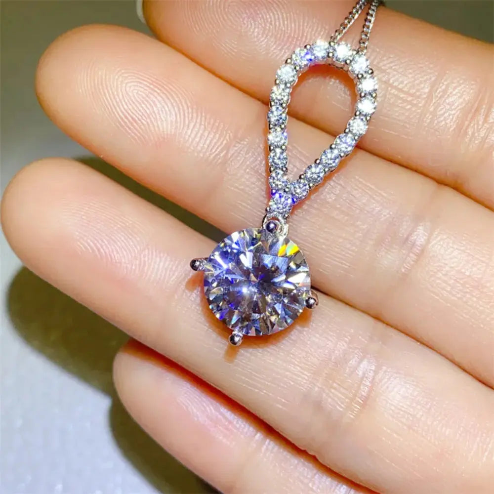 5 Carat Moissanite 925 Sterling Silver Teardrop Necklace - SmileBen