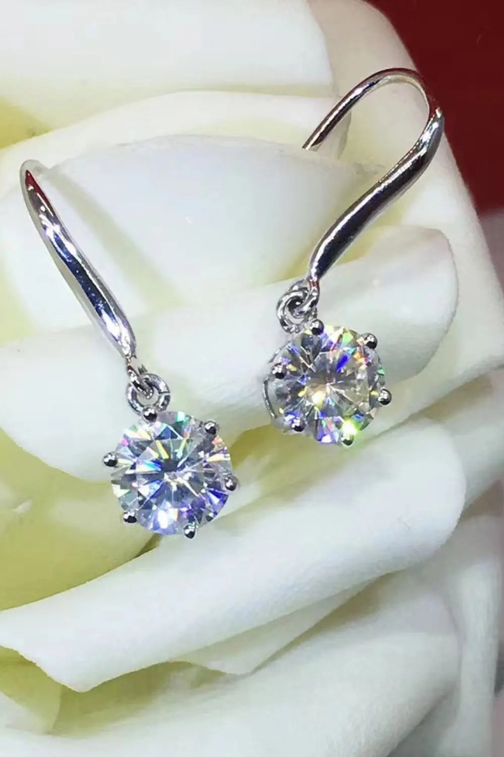 2 Carat Moissanite 6-Prong Drop Earrings - SmileBen