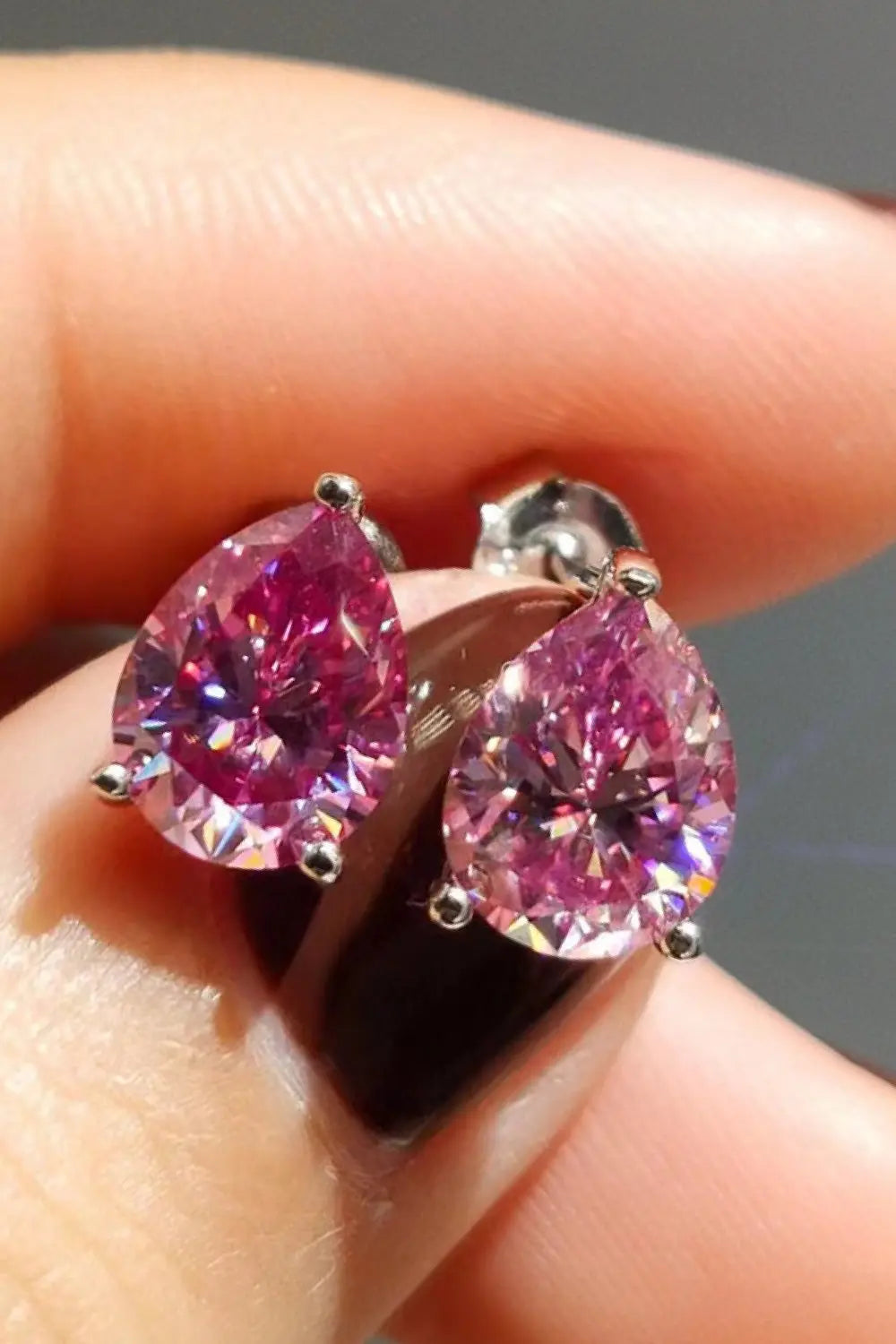 2 Carat Teardrop Moissanite Platinum-Plated Stud Earrings - SmileBen