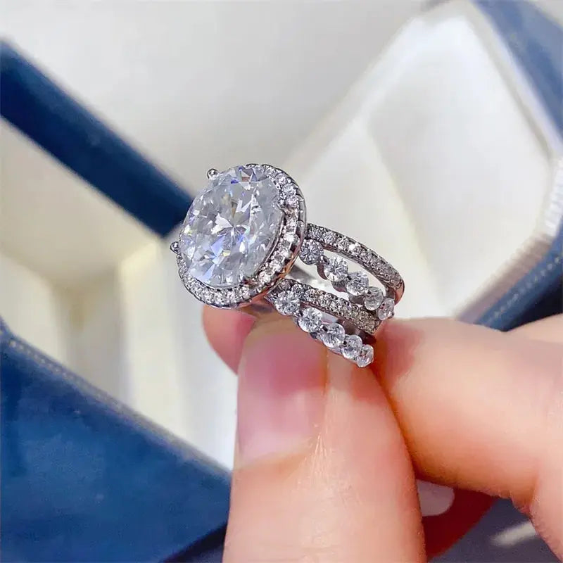 3 Carat Moissanite 925 Sterling Silver Layered Ring - SmileBen