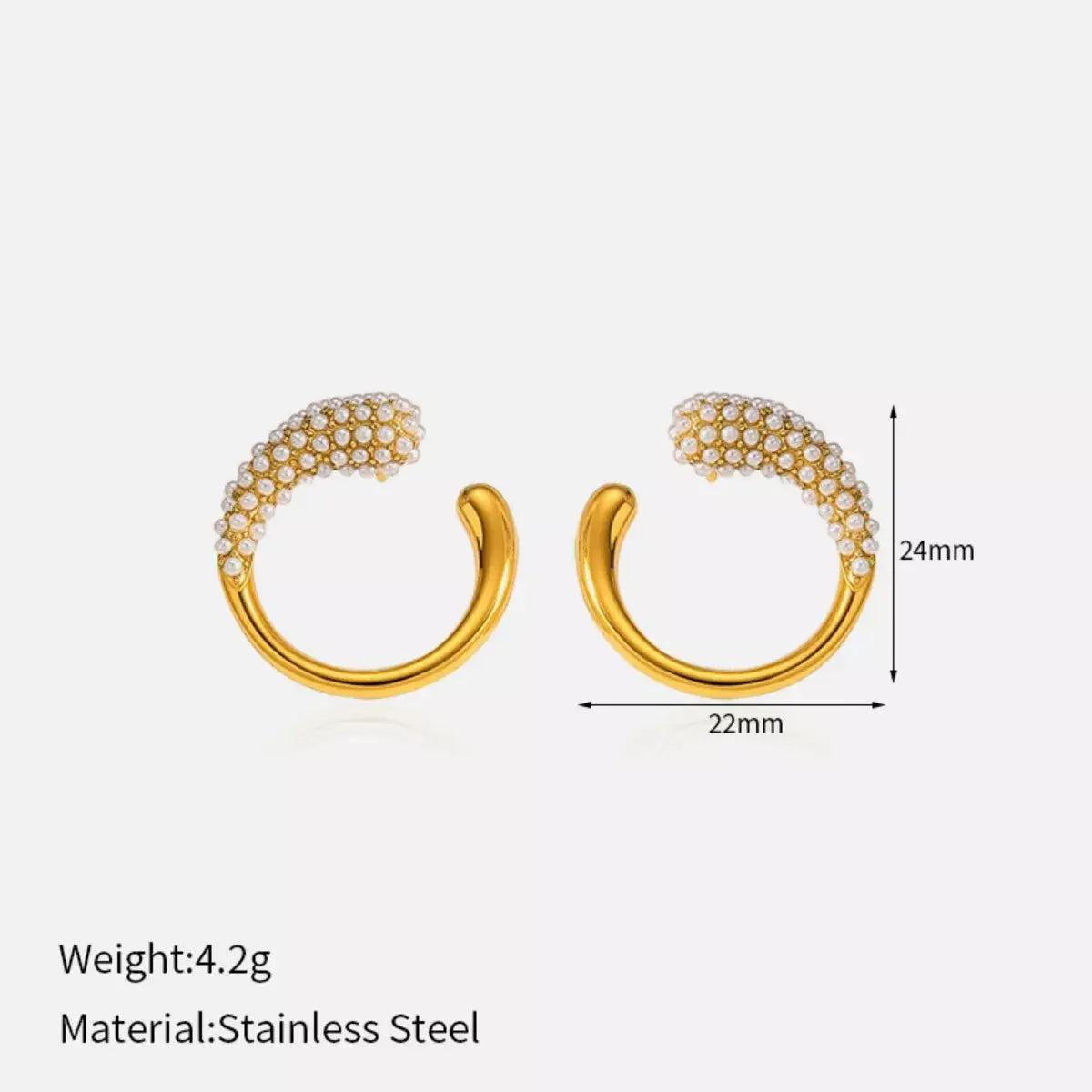 Pearl-Accented C-Hoop Earrings - SmileBen