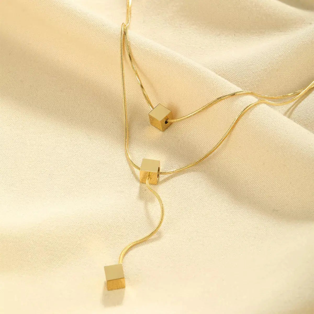 18K Gold-Plated Double Layered Geometric Necklace - SmileBen