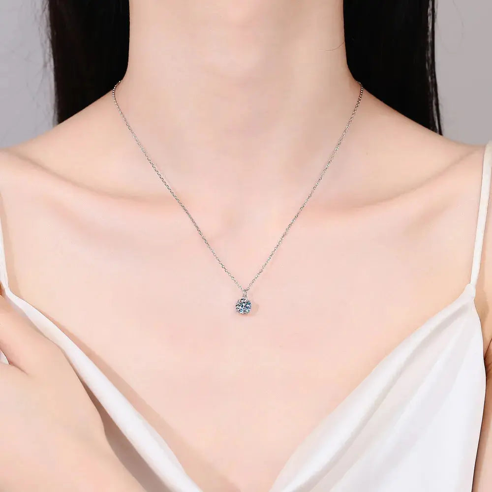 1 Carat Moissanite 925 Sterling Silver Necklace - SmileBen