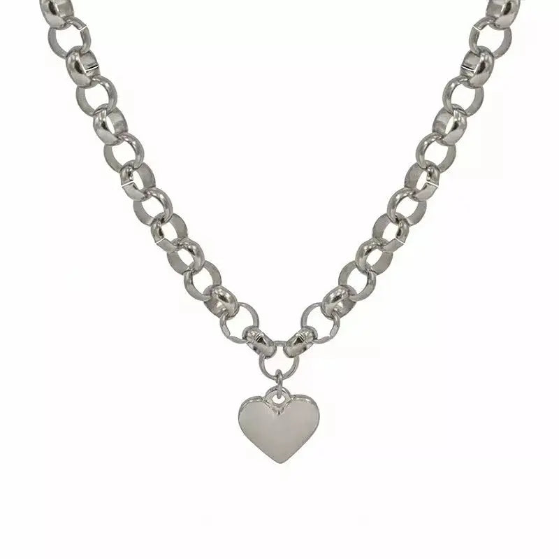 Heart Pendant Toggle Clasp Chain Necklace - SmileBen