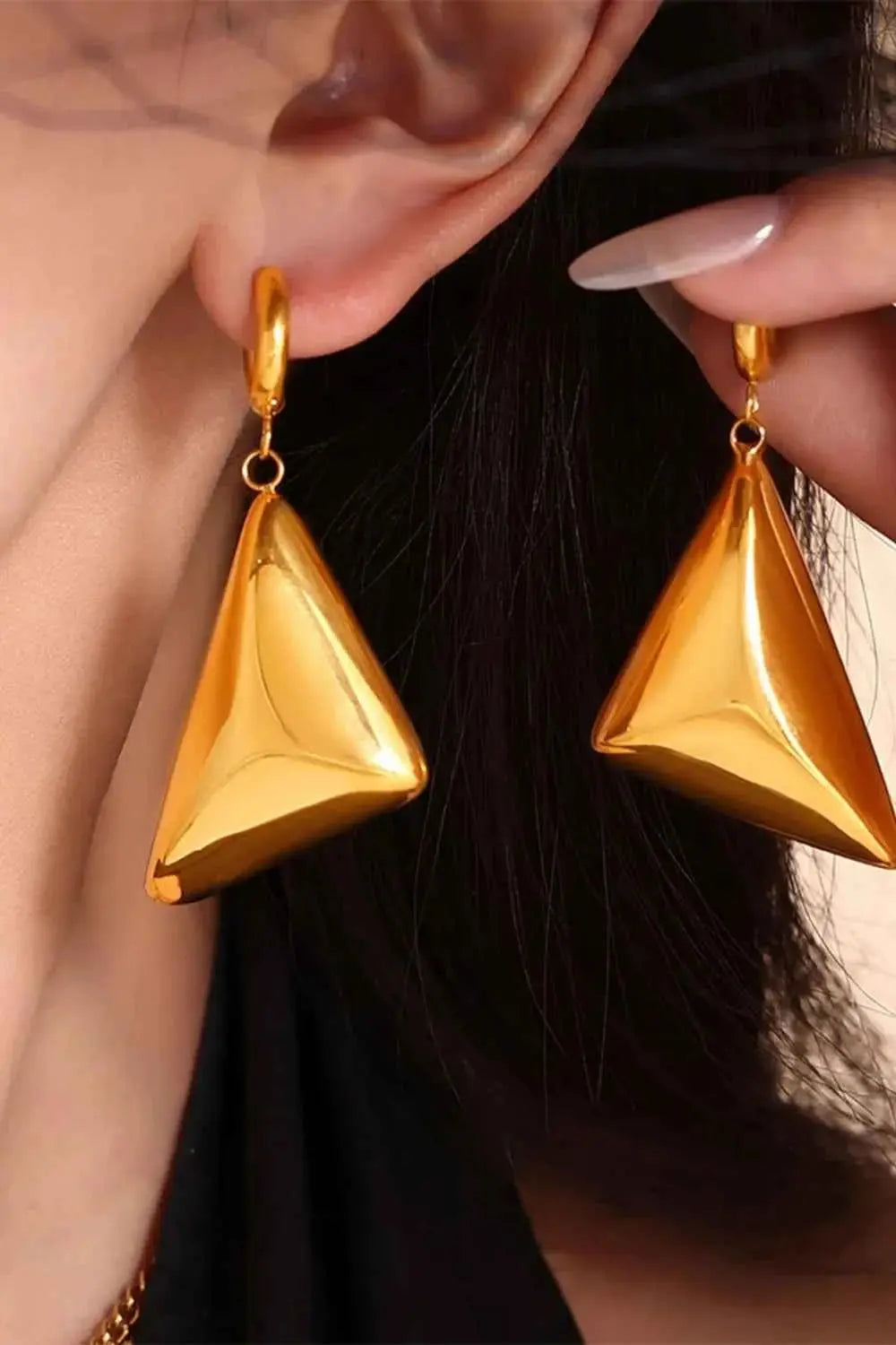 18K Gold-Plated Triangle Dangle Earrings