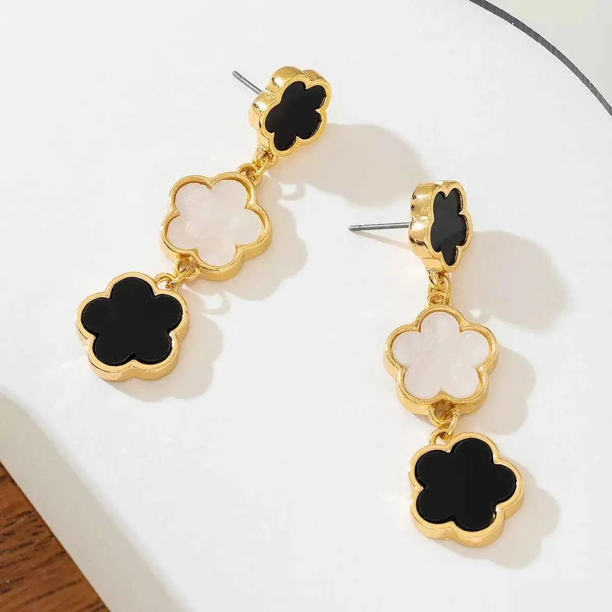 18K Gold-Plated Clover Drop Earrings - SmileBen