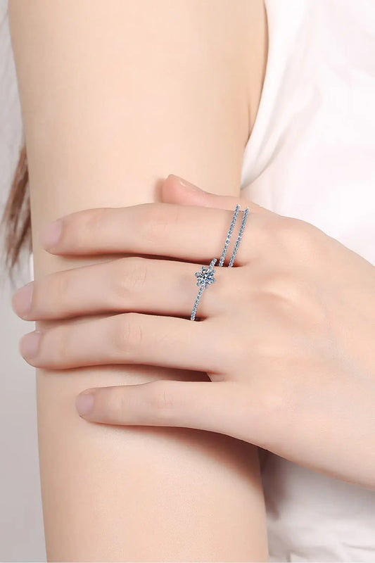 Moissanite 925 Sterling Silver Ring Set - SmileBen