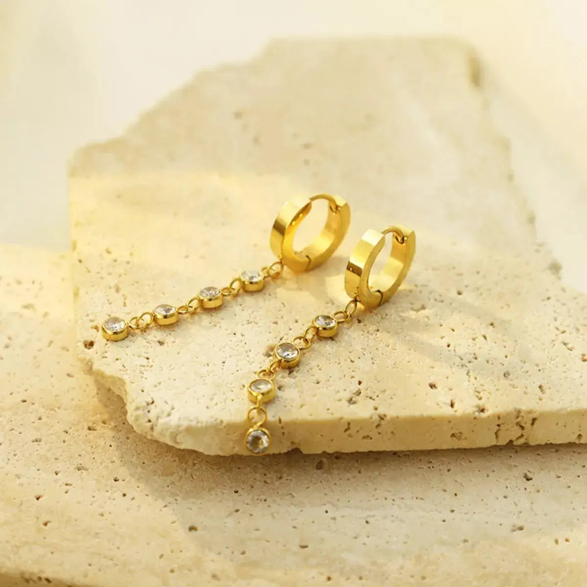 18K Gold-Plated Hoop Drop Earrings - SmileBen