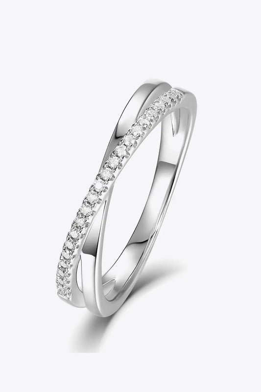 925 Sterling Silver Crisscross Moissanite Ring - SmileBen