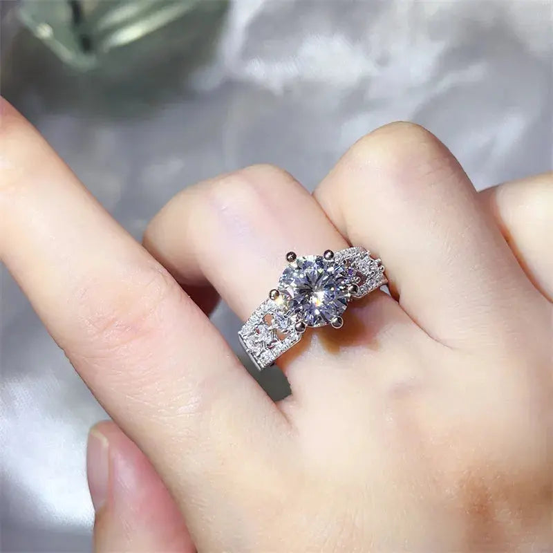 3 Carat 925 Sterling Silver Moissanite Ring - SmileBen